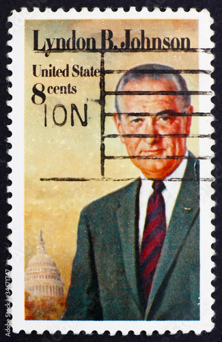 Obraz na płótnie Postage stamp USA 1973 Lyndon B. Johnson w salonie