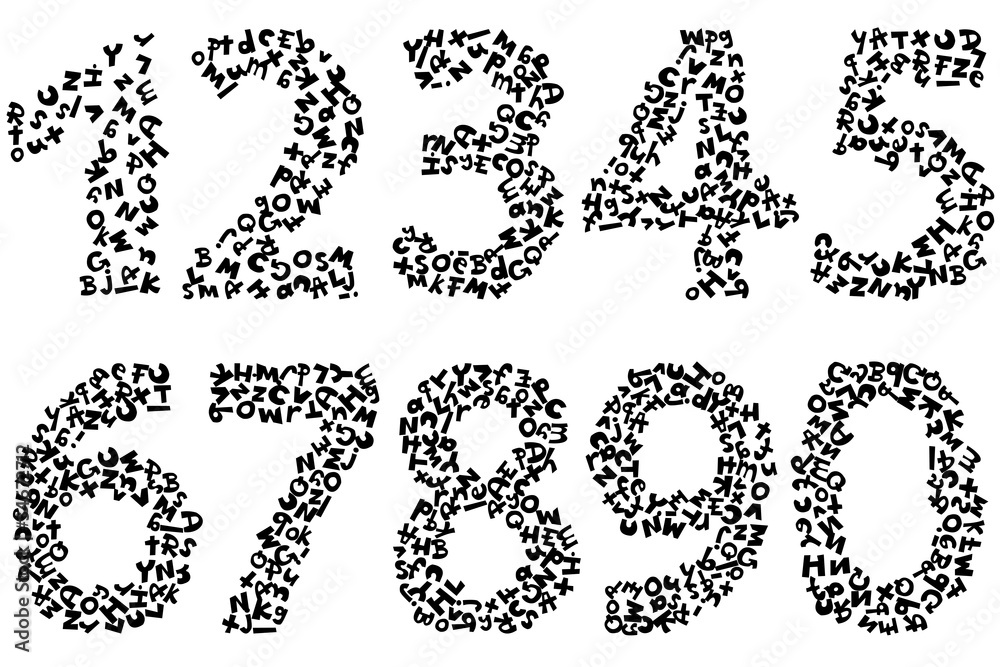Set of numbers made of letters Set of numbers made of letters