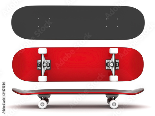 brand new skateboard, pictured on a white background