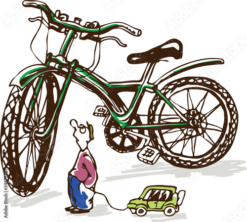 vector caricature. primacy of the bike.