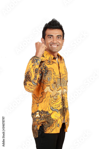 asian businessman standing against white background
