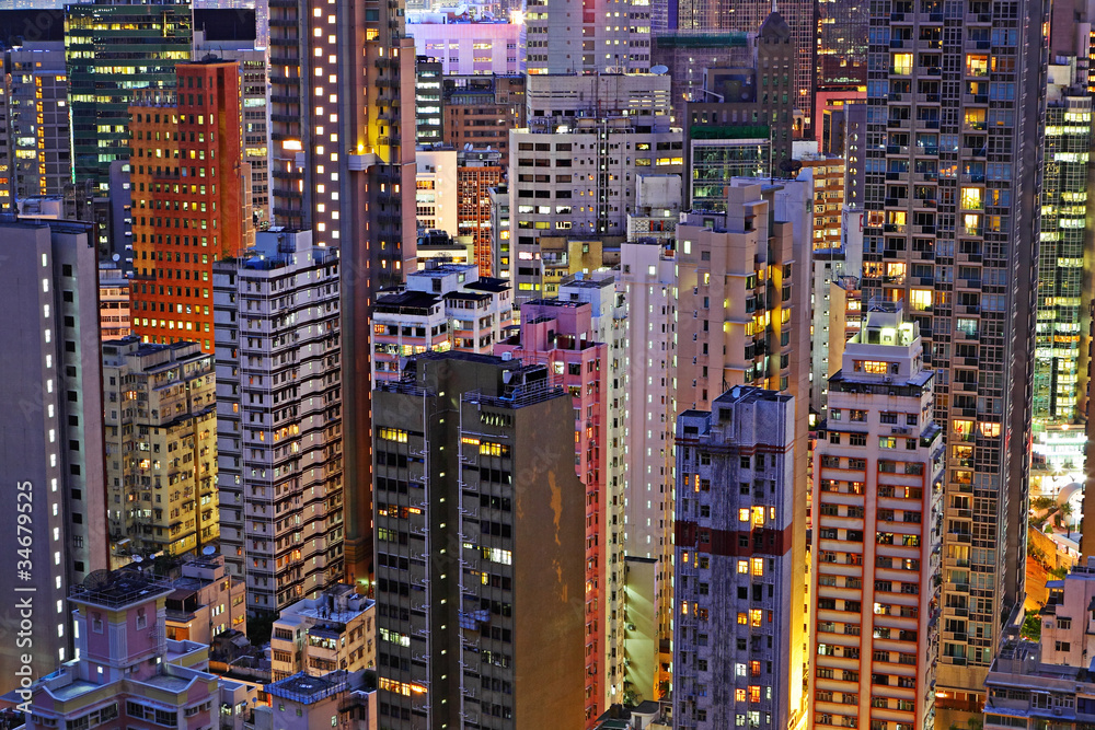crowded residential building in night crowded residential building in night