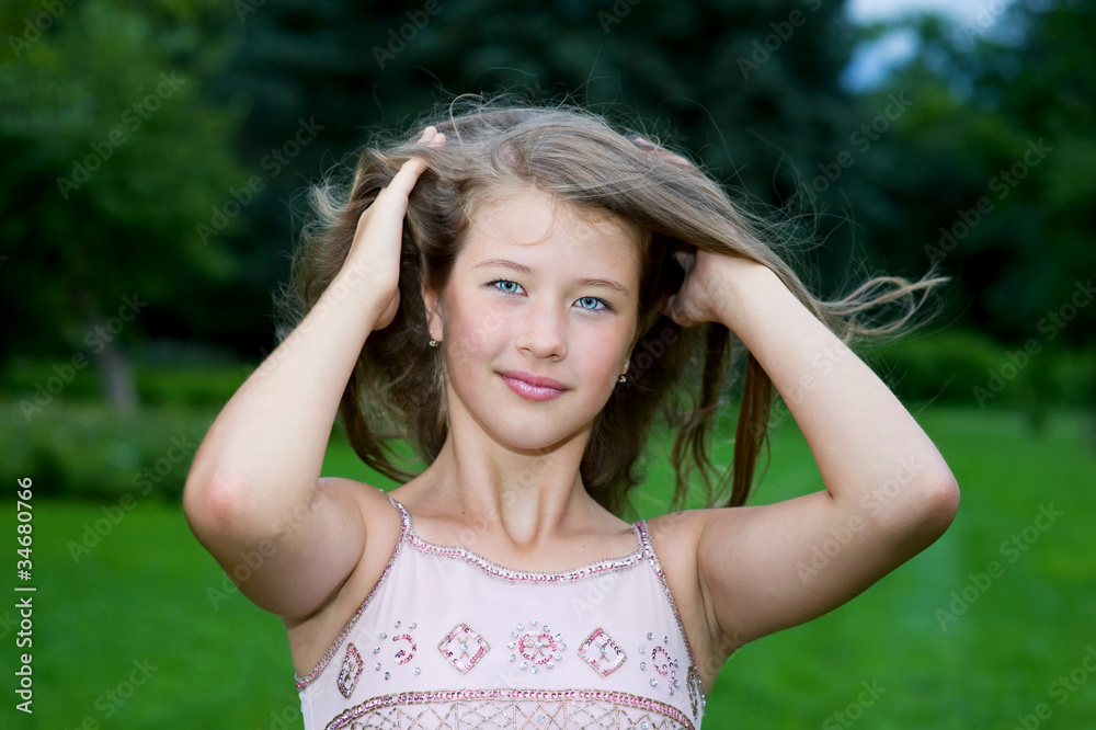 Young girl with long hair