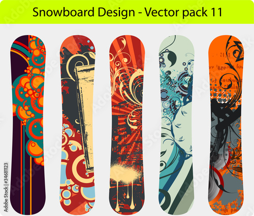 Snowboard design pack 11 - full editable vector Illustration