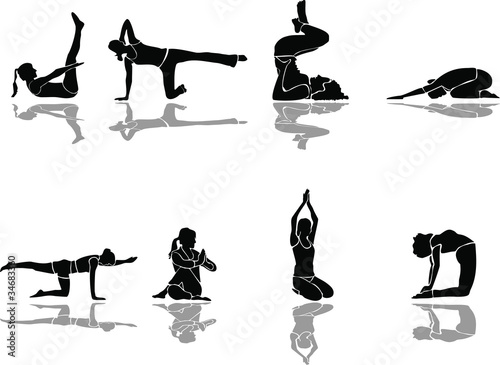 Yoga siluette vector and fitness