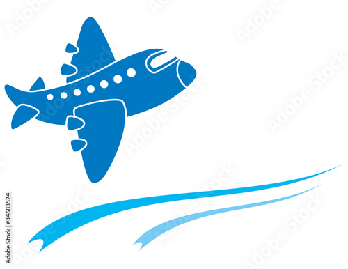 Design of blue aeroplane isolated on white