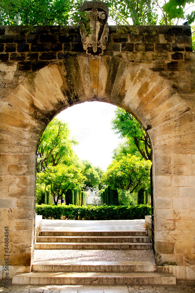 Arch entrance Hort del Rei gardens Palma de Mallorca