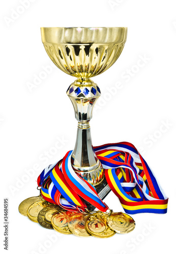 Sports medals and trophy