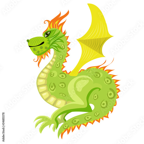 Green dragon with wings