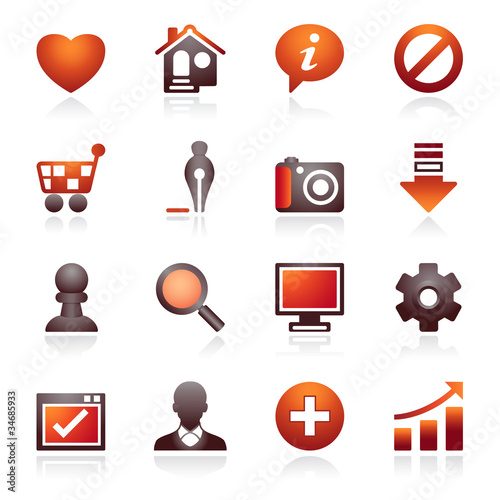 Basic web icons. Black and red series.