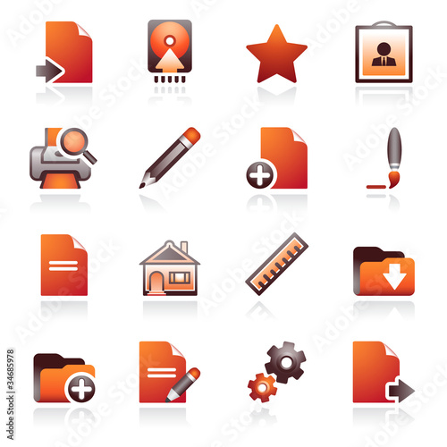 Document web icons, set 2. Black and red series.