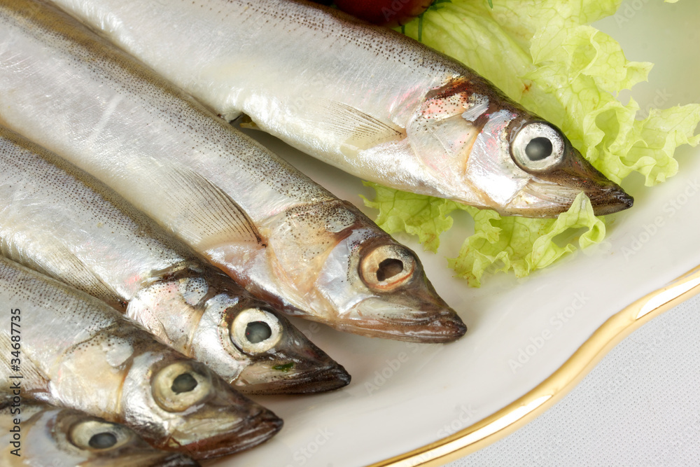 some smelts isolated on white background some smelts isolated on white background