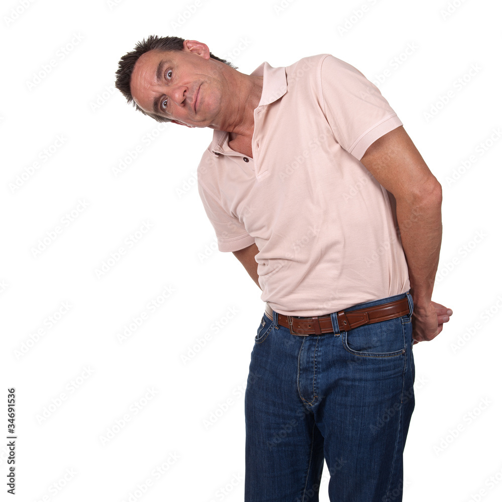 Attractive Man Looking Sideways at Something in Surprise Attractive Man Looking Sideways at Something in Surprise
