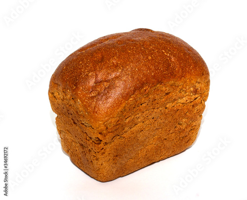 loaf of whole rye bread isolated