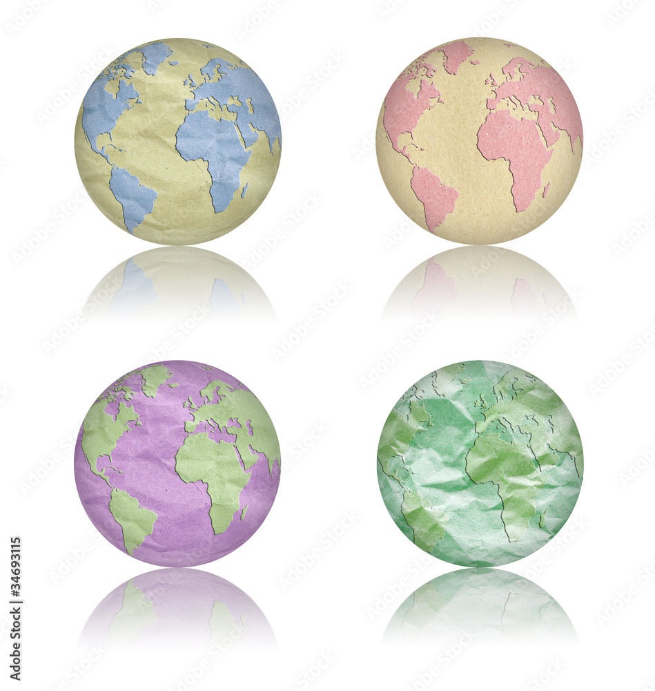 set of world paper symbol isolated