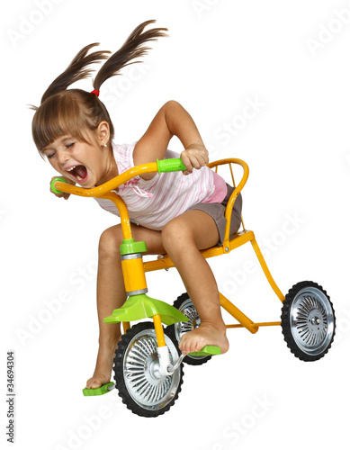 girl drive fast bicycle