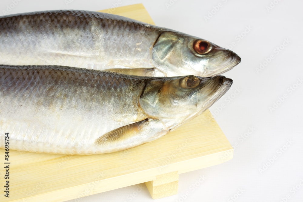 Salted herring isolated on the white background