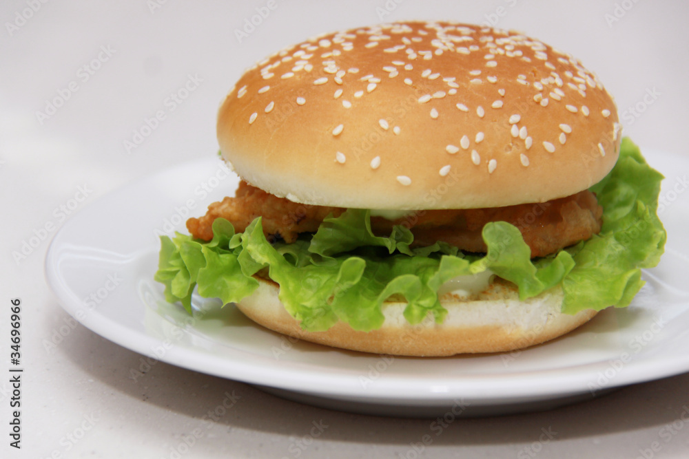 Tasty hamburger isolated on white background Tasty hamburger isolated on white background