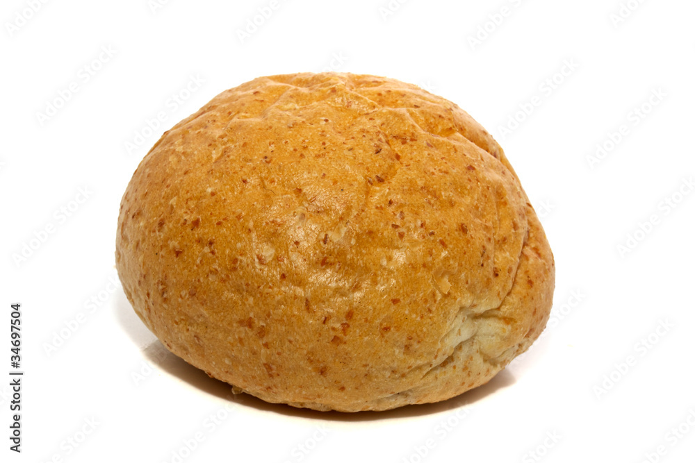 Loaf of bread and rolls isolated on white Loaf of bread and rolls isolated on white
