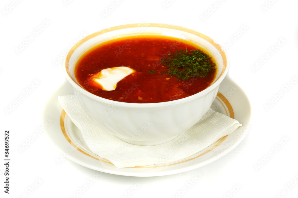 Ukrainian and russian national red soup-borsch Ukrainian and russian national red soup-borsch