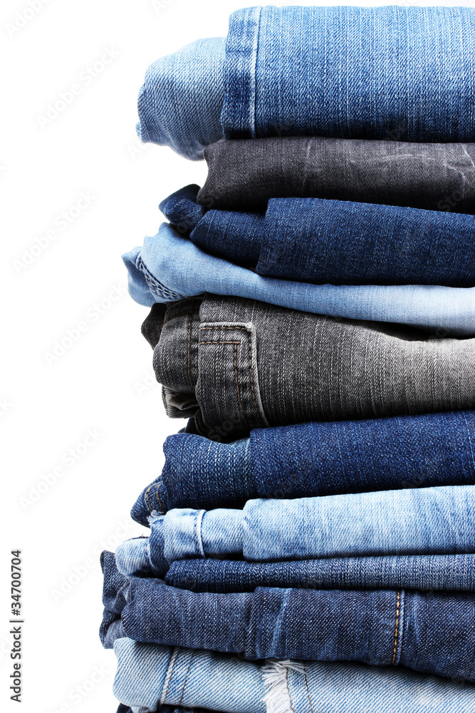lot of blue jeans isolated on white lot of blue jeans isolated on white