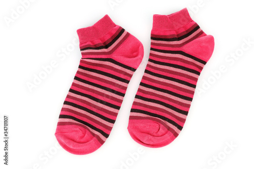 red striped socks isolated on white