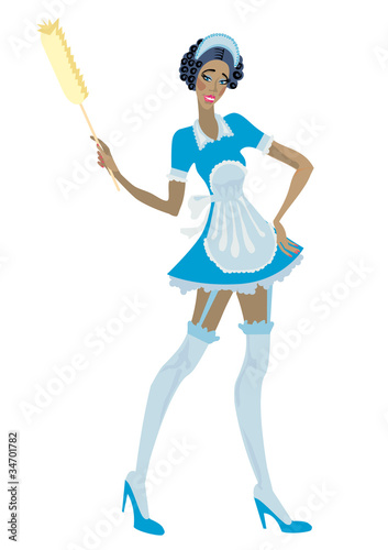 A beautiful woman is a housemaid