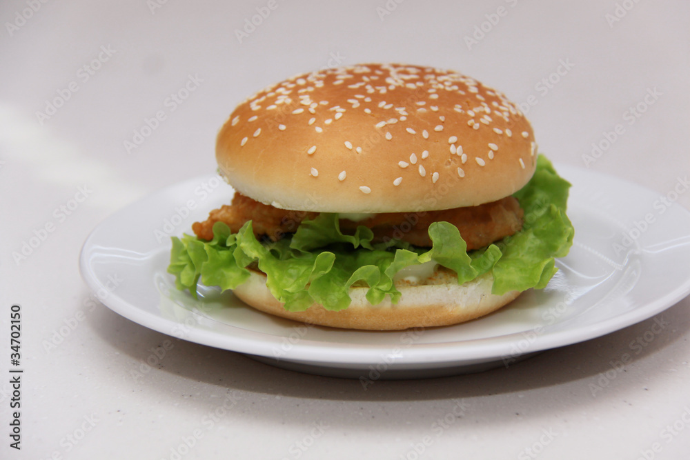 Tasty hamburger isolated on white background Tasty hamburger isolated on white background