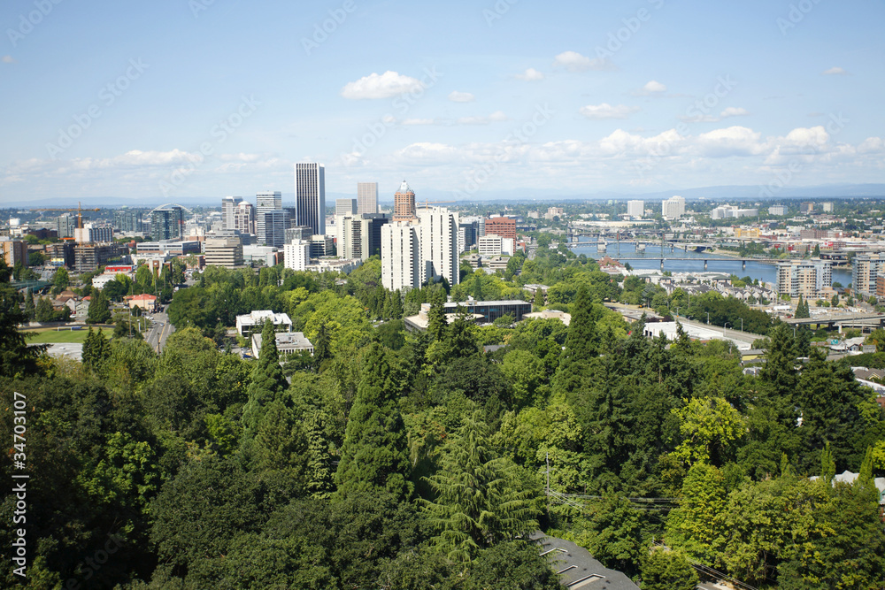 Obraz premium Portland w stanie Oregon w ładny słoneczny dzień.
