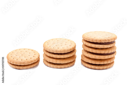 Three staks of cookies