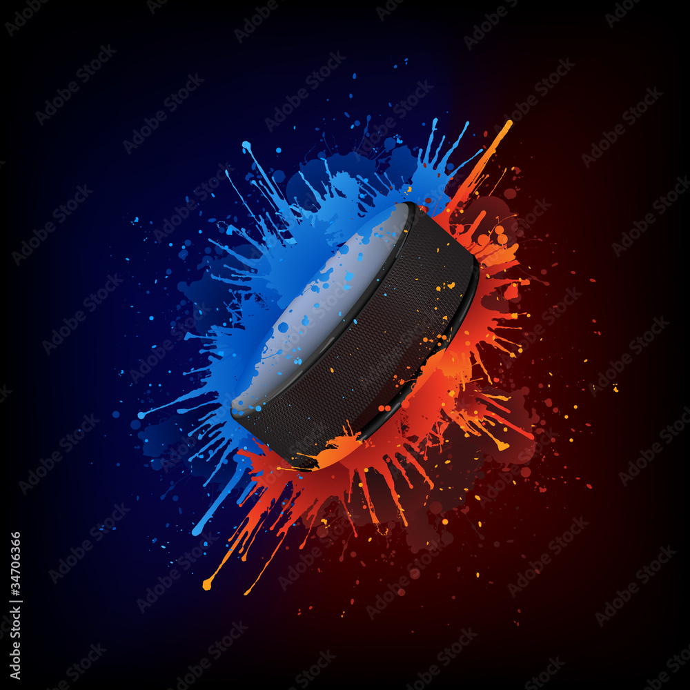 Naklejka premium Hockey Puck in Paint