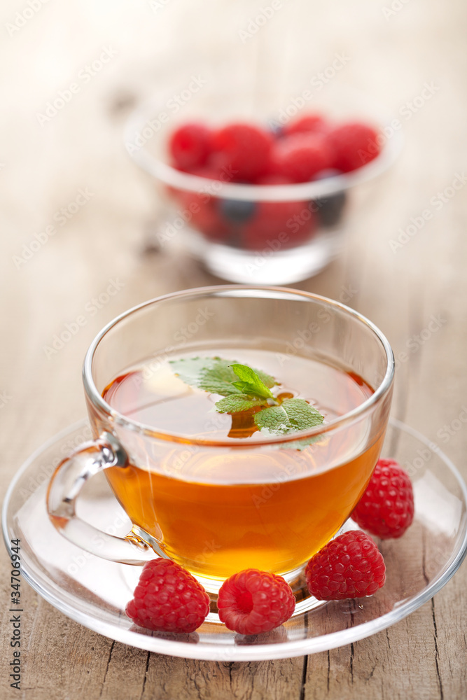tea with mint and berry tea with mint and berry