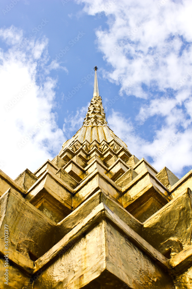 Gold pagoda in a temple of bangkok,thailand