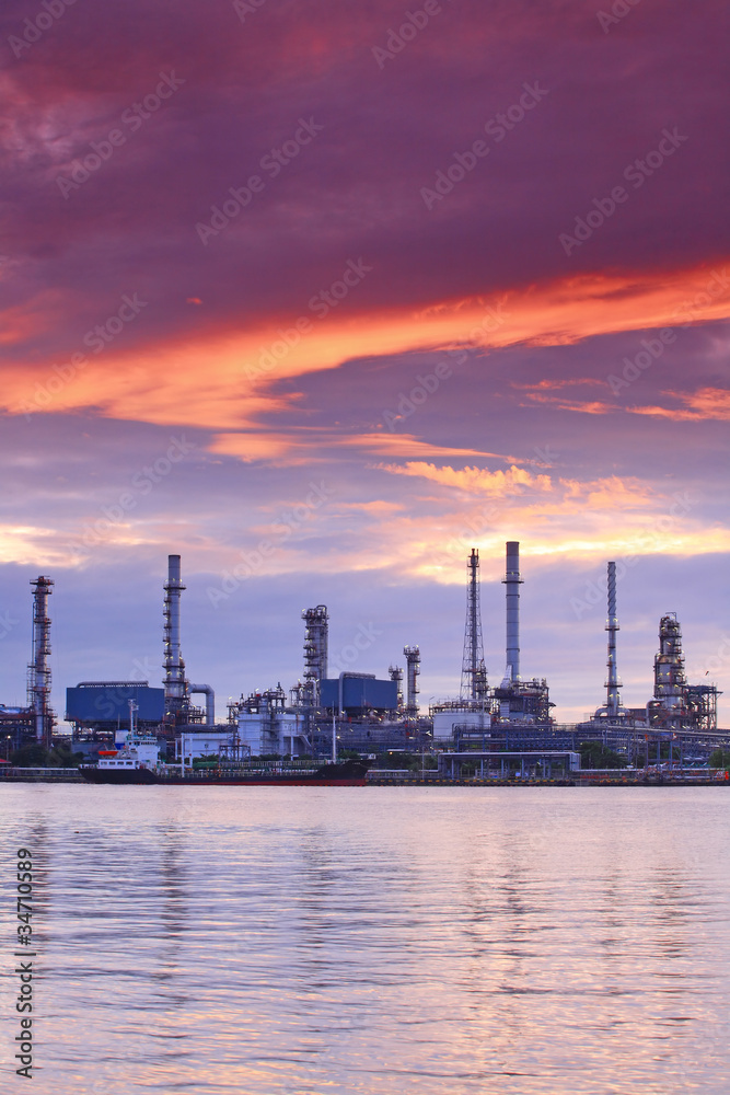 Oil refinery at beautiful twilight, Thailand