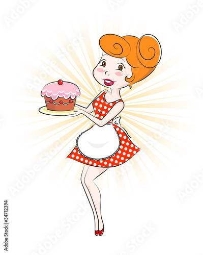 woman with a cake
