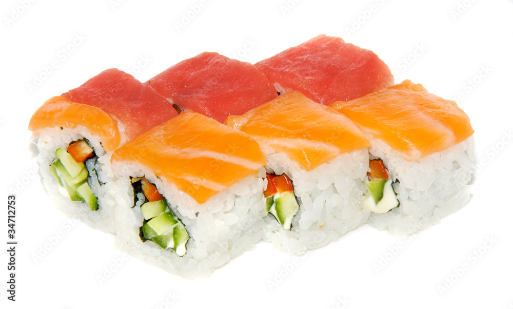 appetizing sushi isolated on the white background appetizing sushi isolated on the white background