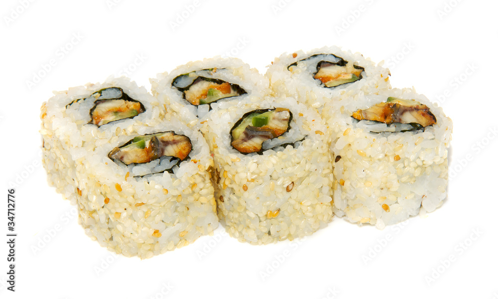 appetizing sushi isolated on the white background