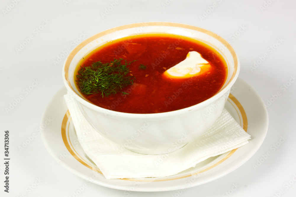 Ukrainian and russian national red soup-borsch Ukrainian and russian national red soup-borsch