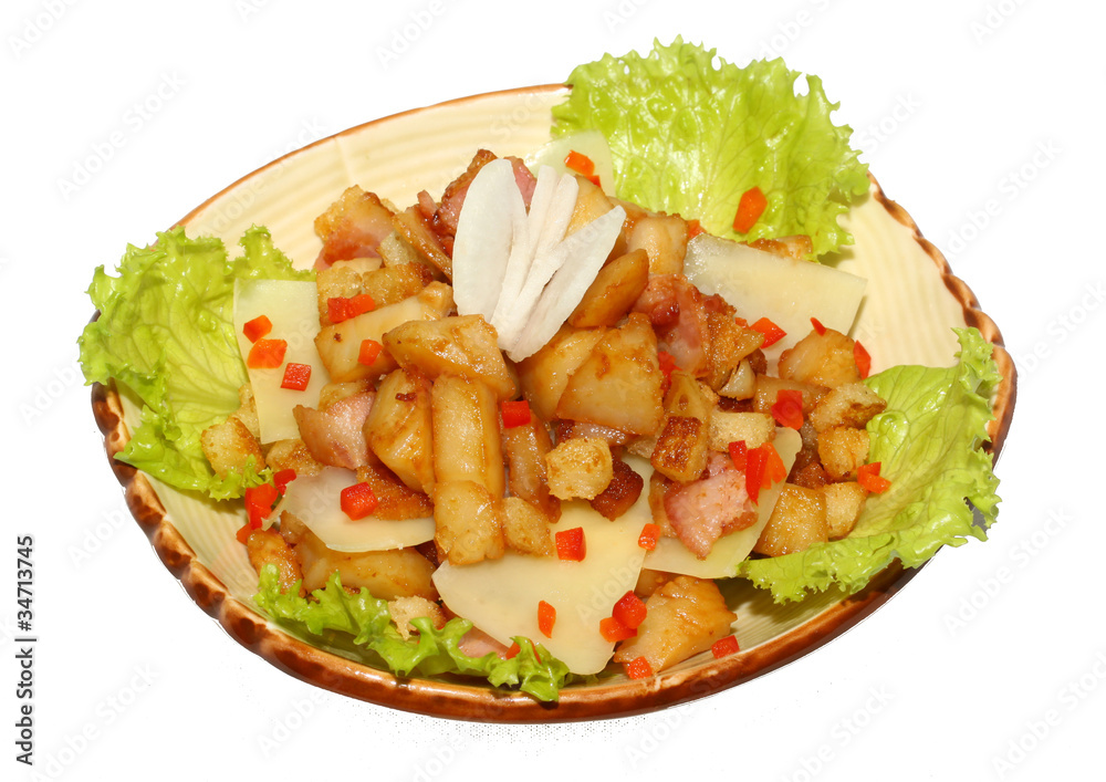 salad with pork and cheese - Japan food salad with pork and cheese - Japan food