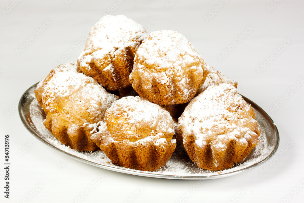 Muffins on white background