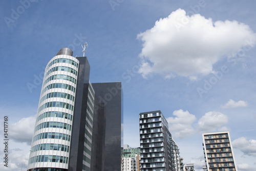 High Rise Offices and Apartments under a blue sky