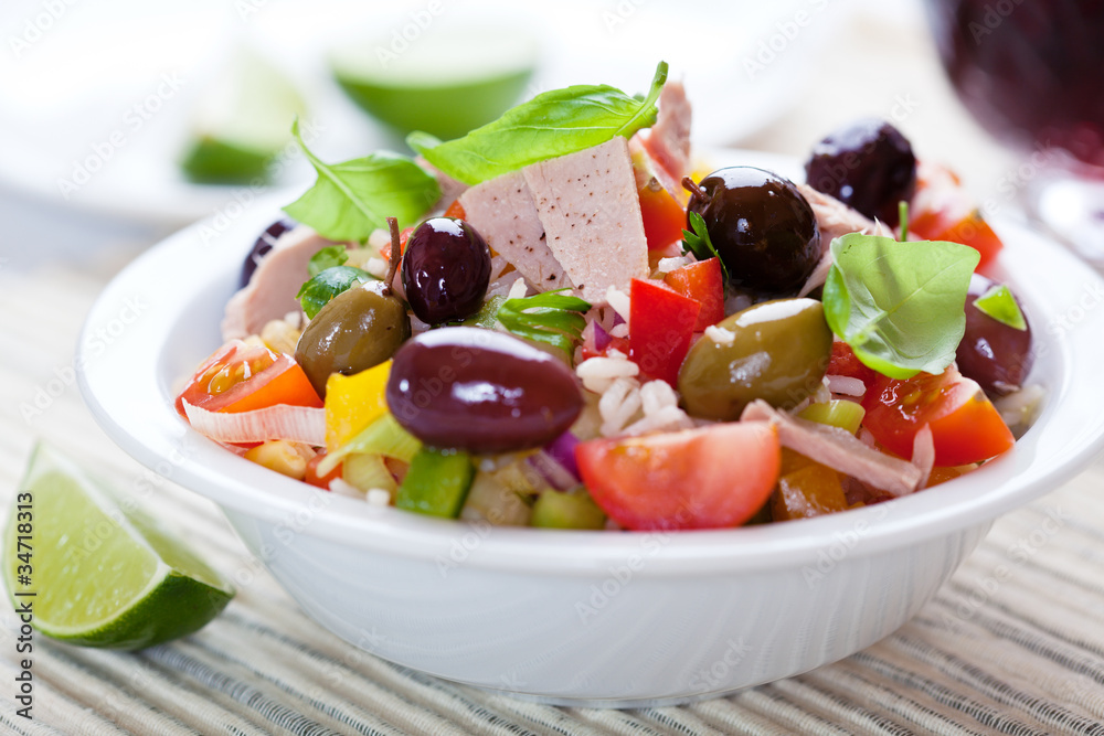 Mediterranean-style tuna and rice salad with olives Mediterranean-style tuna and rice salad with olives