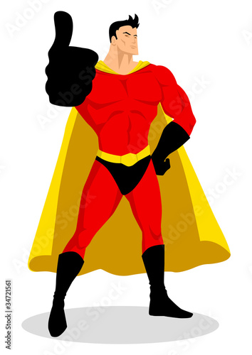 Illustration of a superhero doing thumbs up
