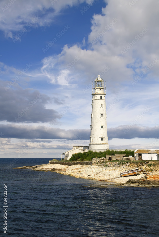 old lighthouse at a coastline