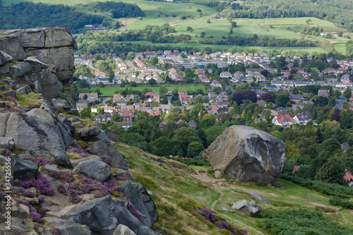 Cow and Calf Rocks on Ilkley Moor in Wharfedale England photo