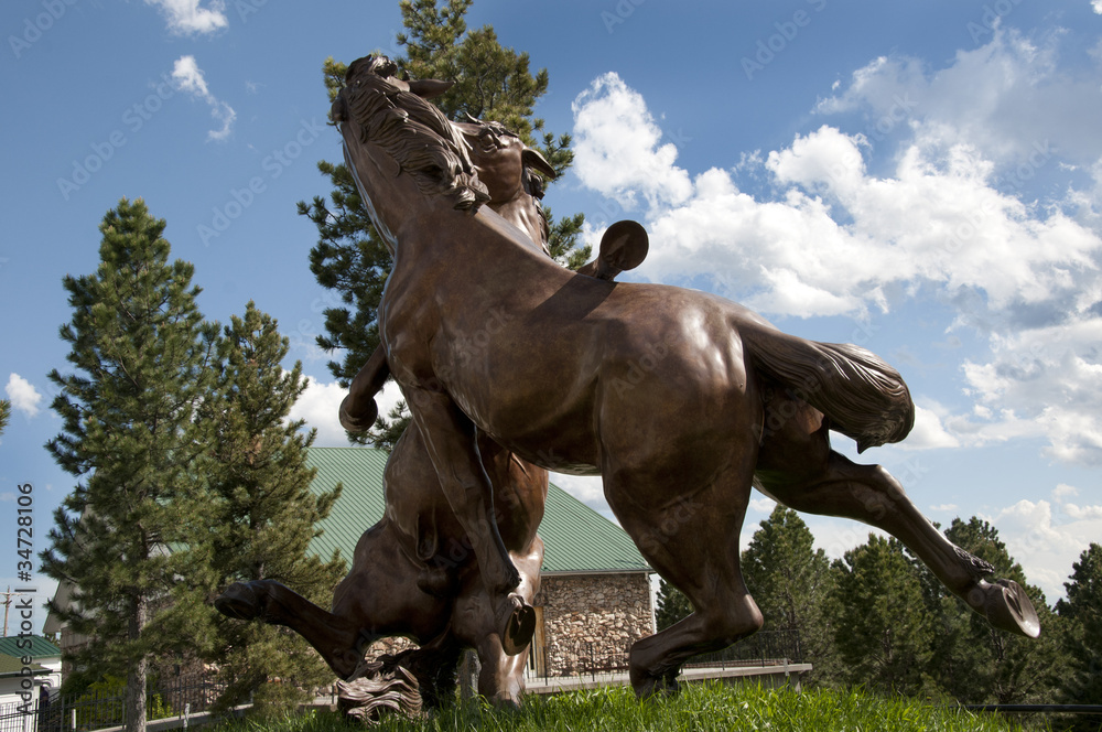 Statue of Fighting Wild Horses USA