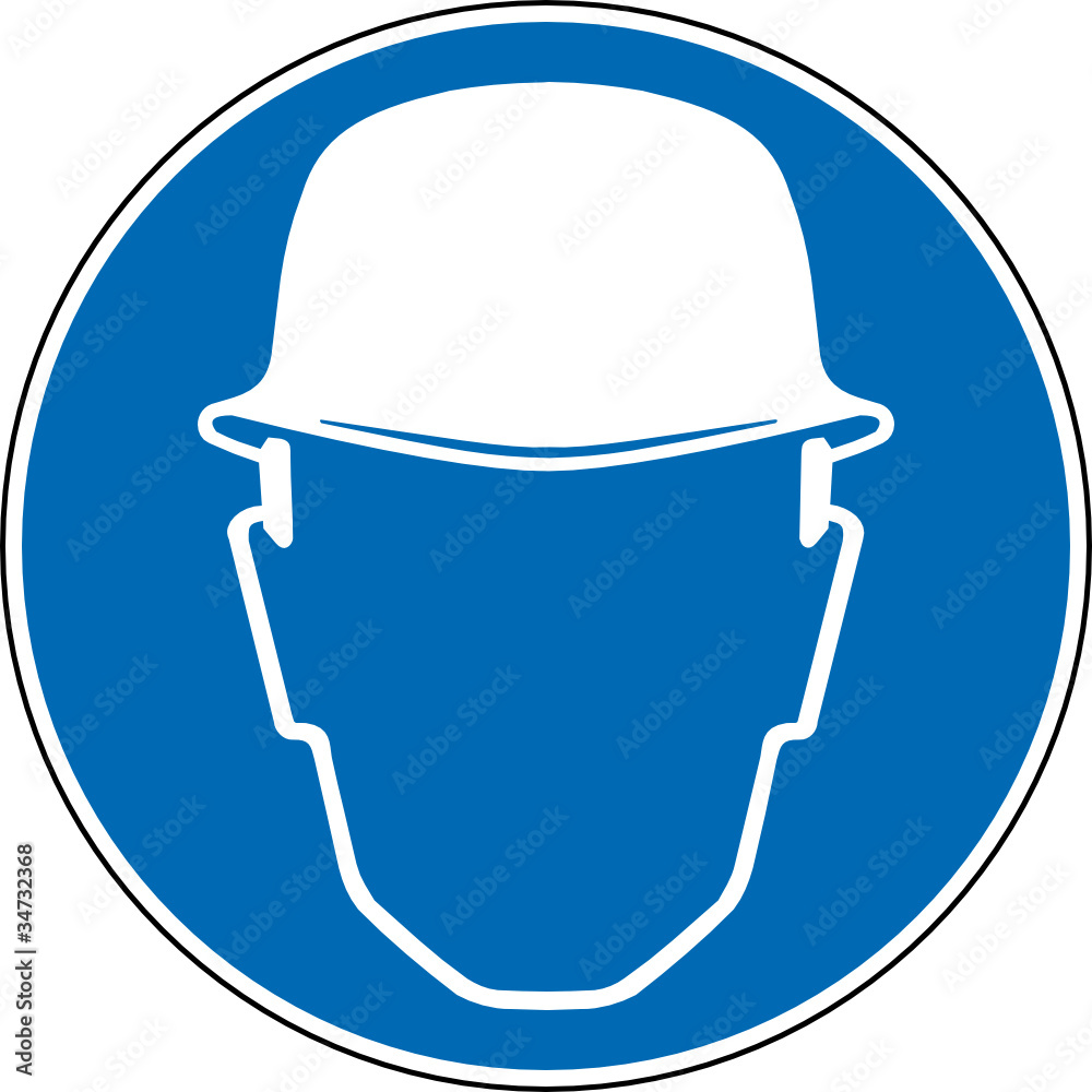 Gebotszeichen Schutzhelm Kopfschutz tragen Zeichen - obrazy, fototapety, plakaty 