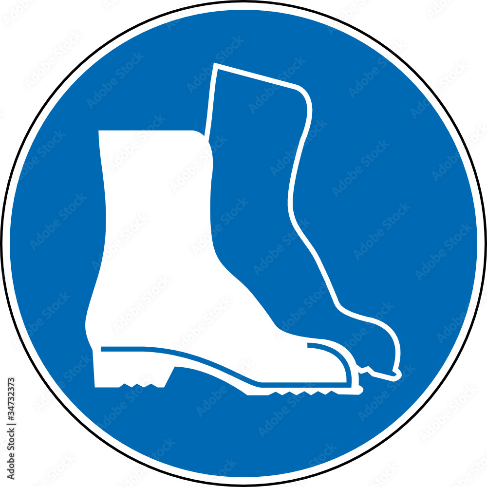 Gebotszeichen Sicherheitsschuhe Fußschutz Symbol Stock Vector | Adobe Stock