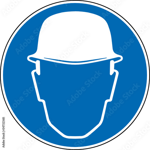 Gebotszeichen Schutzhelm Kopfschutz tragen Zeichen photo