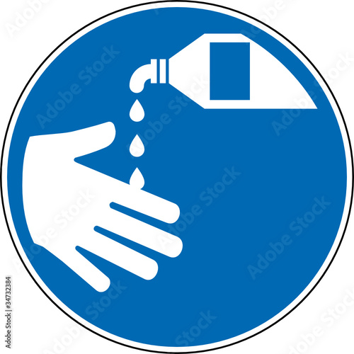 Gebotszeichen Hände eincremen Schild Zeichen Symbol